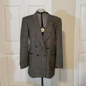 Plaid Double Breasted Wool Blazer
